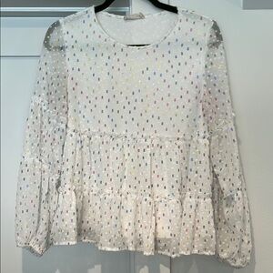 Altar'd State Cream Tiered Ruffled Blouse